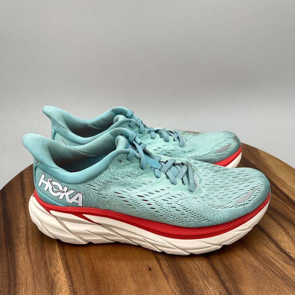 Hoka One One Clifton 8 Shoes Womens Size 8.5 D Aqua Running Comfort Walking Gym